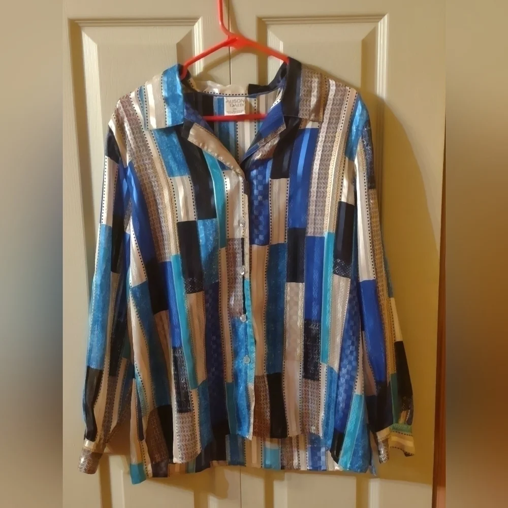 Allison Daley Size 14 Woman's Button Up Blouse Shirt Top work apparel - Picture 2 of 5